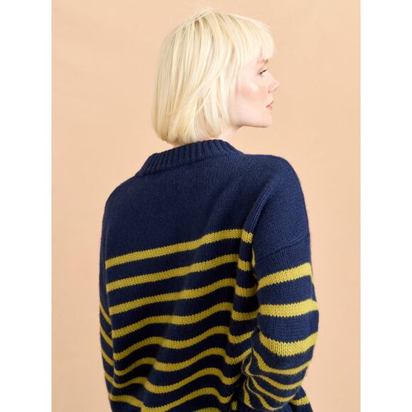 La Ligne Marin wool cashmere Sweater Navy CHARTREUSE M - Picture 7 of 13
